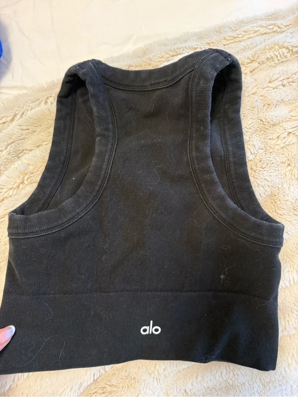 ALO Yoga Black Ribbed Crop Tank